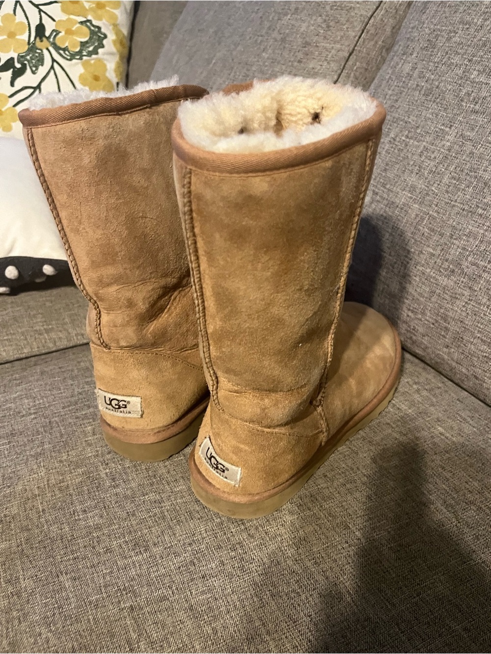 UGG Chestnut Suede Shearling Mid-Calf Boots